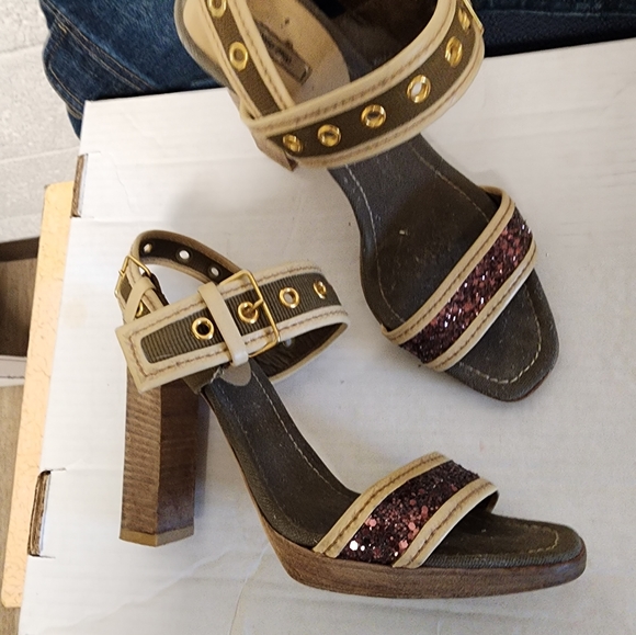 Miu Miu Green Canvas Ankle Strap Sandals Olive size 39 - Picture 12 of 16